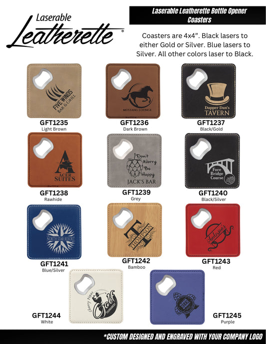 Leather Bottle Opener Drink Coasters